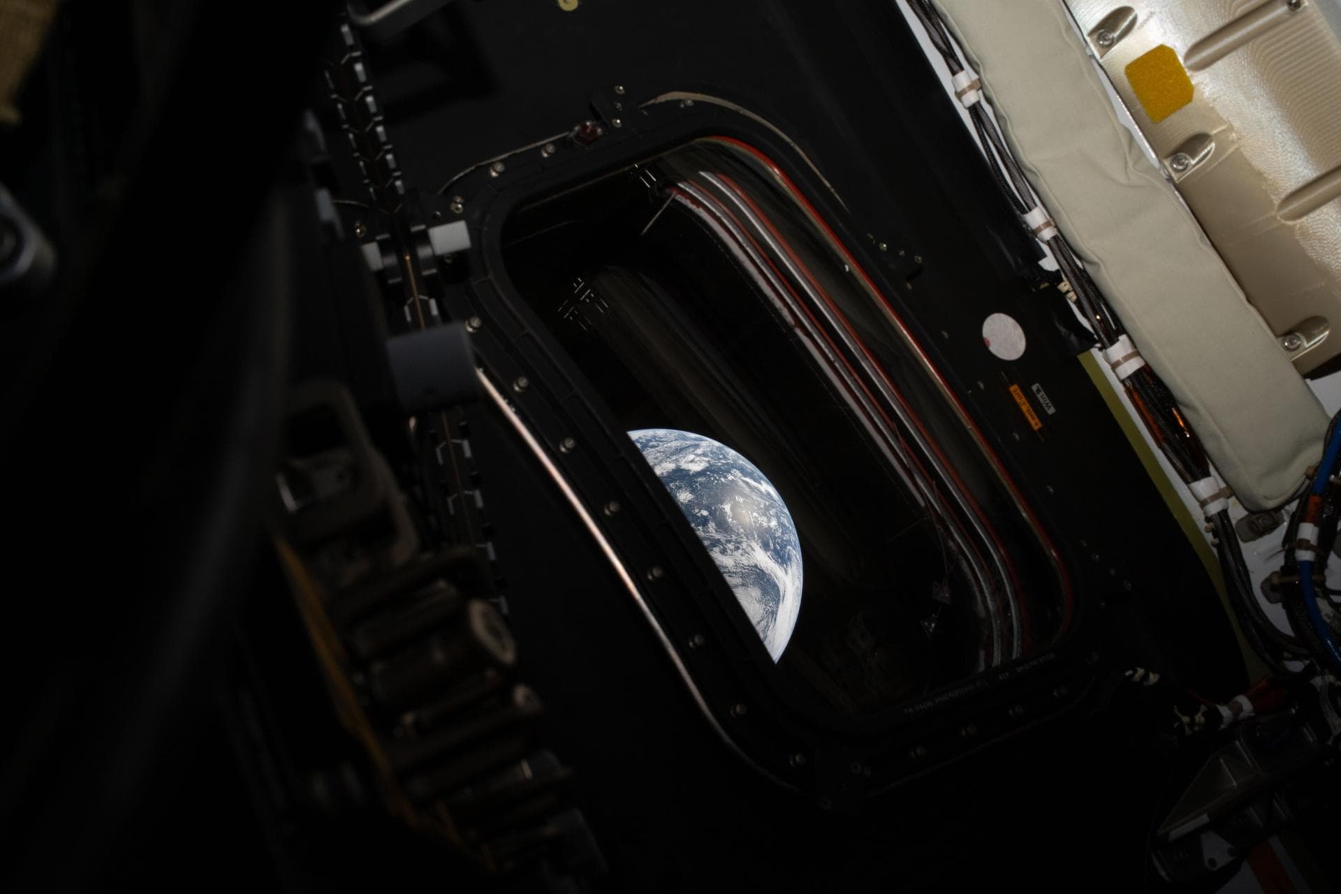 Artemis Mission - Earth through spacecraft window